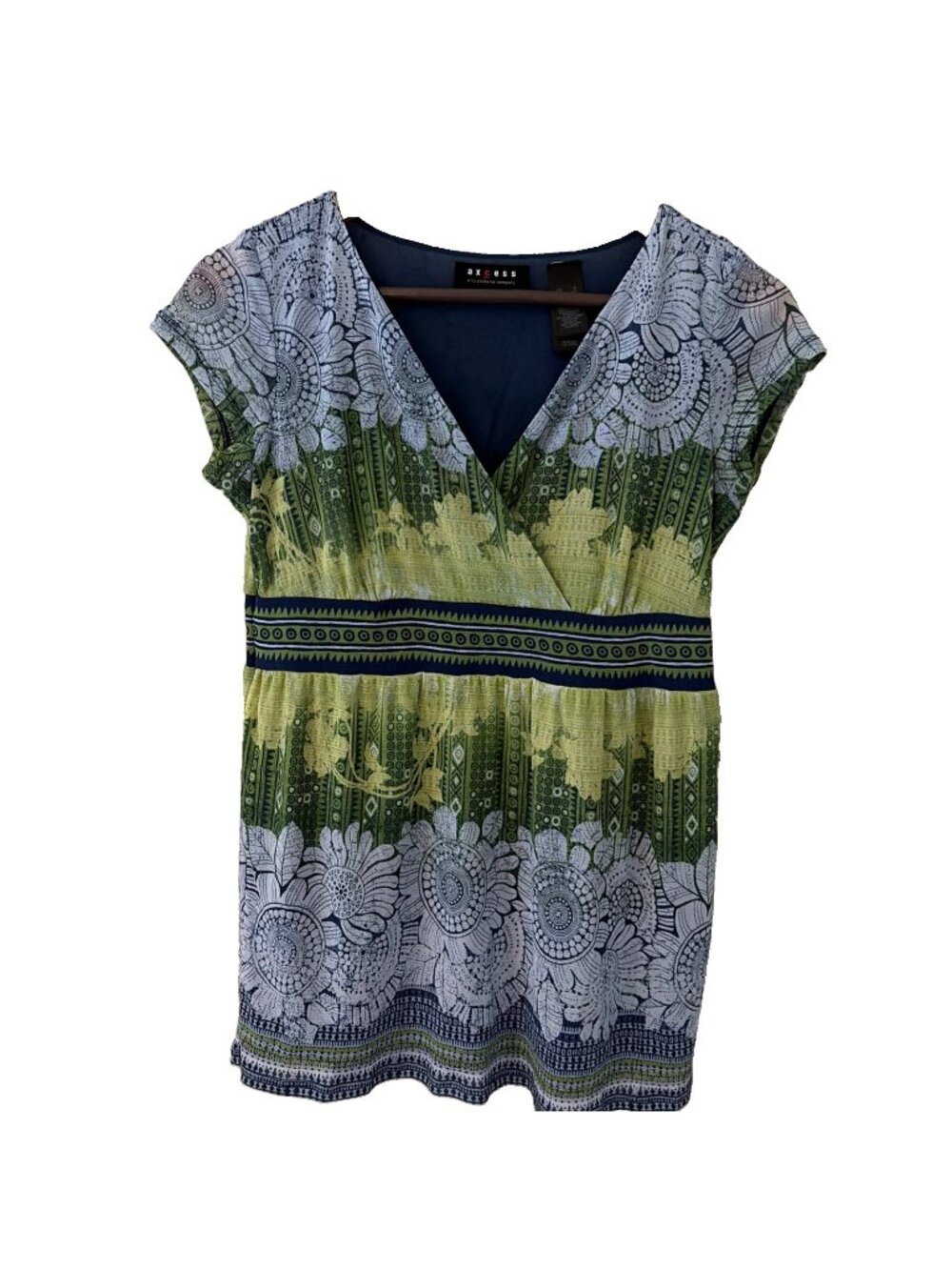 Vintage Y2K Women's Babydoll Top Size S Colorful Floral Sheer Forest Fairy Boho